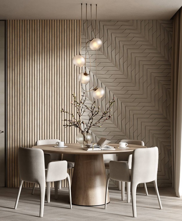 Акустическая панель, черный войлок, 2750х600х19мм, рейки МДФ ясень Тирамису